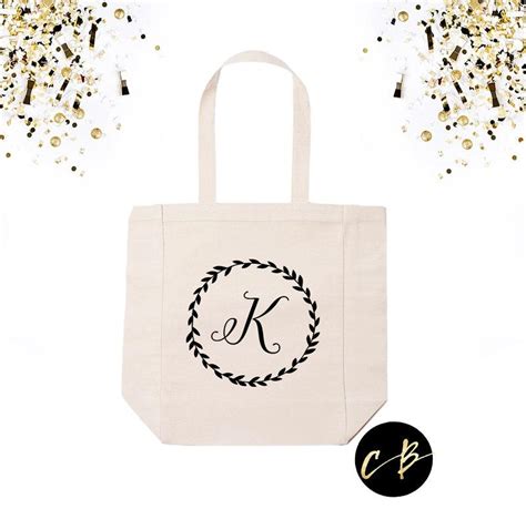 Personalized Monogram Wreath Tote Bag Personalized Tote Bag Wedding Totes Bridal Party