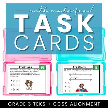 Grade Math Teks Standards Task Cards Fractions Digital Print