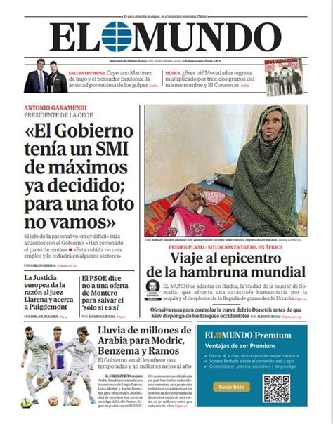 Portada De EL MUNDO Del 1 De Febrero De 2023 Medios