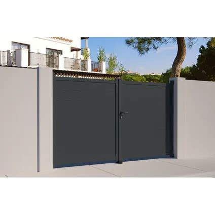 Portail Double Battant Avec Moteur Int Gr Elsealu Pallas Aluminium