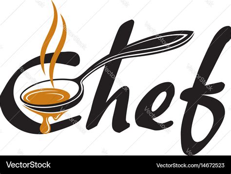 Lettering Chef With Spoon Royalty Free Vector Image