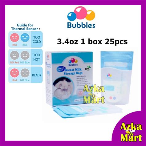 Bubbles Breastmilk Thermal Sensor Double Ziplock Storage Bags 25 Pcs