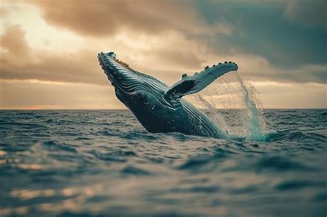 Humpback Whale Breaking The Surface Premium Ai Generated Image