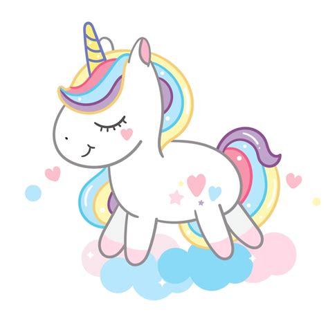 Premium Vector Beautiful Unicorn On Pastel Could