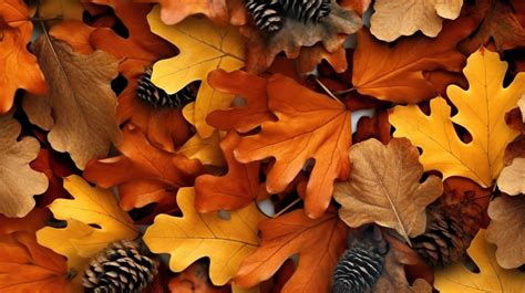 Vibrant Oak Leaves Texture In Autumnal Hues Background, Green Plant ...