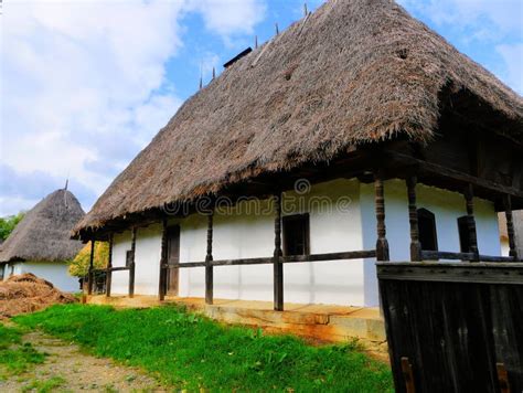 Traditional Country House With Straw Roof Well Preserved Editorial