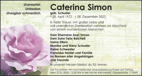 Traueranzeigen Von Caterina Simon Trauer Anzeigen De