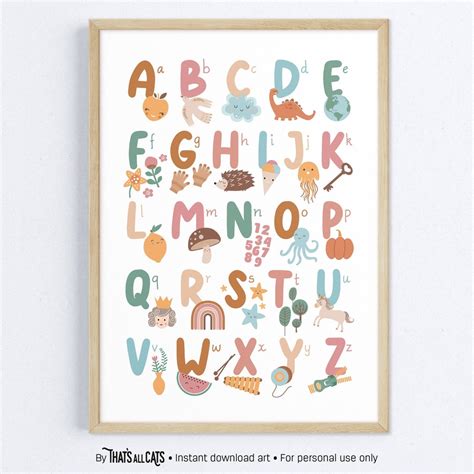 Alphabet Poster Nursery Printable Wall Art Abc Poster - Etsy