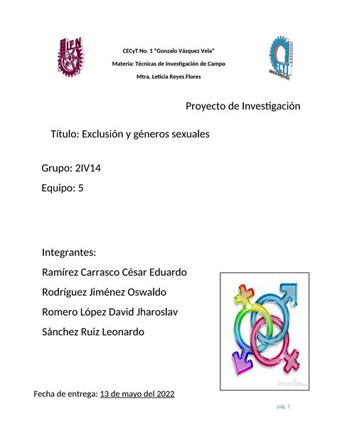 Solution Informe De Investigaci N Los Generos Sexuales Y La