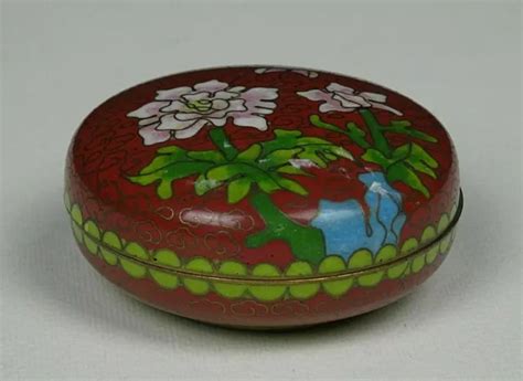 PORTAGIOIE COFANETTO CLOISONNE VINTAGE Oriental Con Fiori SCRIGNO