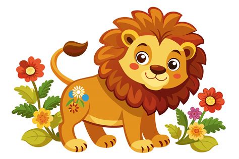 Leo Cartoon With Flowers On A Background Graphic By Design Creativega