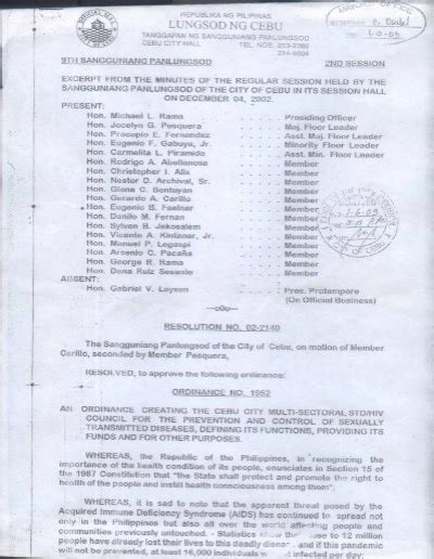 City Of Cebu Resolution No And Ordinance No