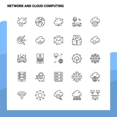 Set Of Network And Cloud Computing Line Icon Set 25 Icons Vector