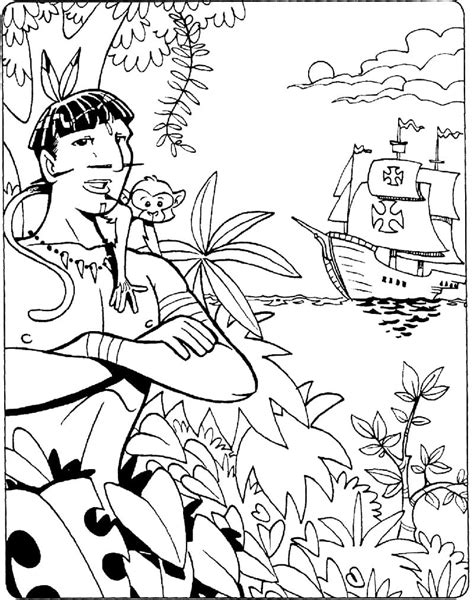 Desenho Da Chegada Dos Portugueses Ao Brasil Para Colorir