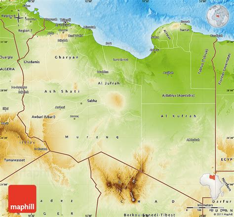 Physical Map of Libya