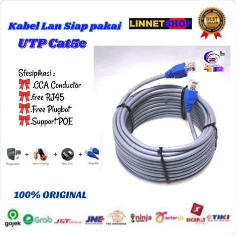 Jual Kabel LAN 15 M UTP CAT5e Rj45 Plugboot Grey Siap Pakai 15