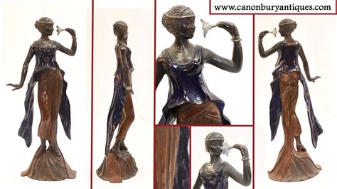 Art Deco Bronze Dancer Statue 1920s Flapper