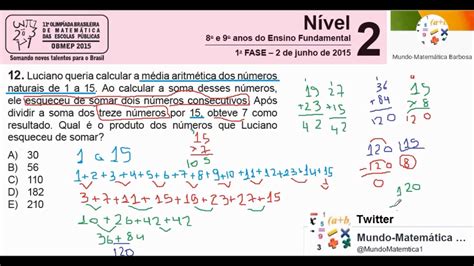 Olimp Ada Brasileira De Matem Tica Das Escolas P Blicas Obmep Youtube