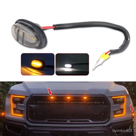 12V Car Front Grille Decorative Lamps DRL Lights LED Day Running Wheel