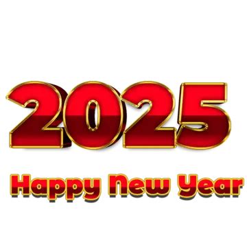 2025 Feliz Año Nuevo Rojo Brillante PNG dibujos 2025 Año Nuevo Rojo