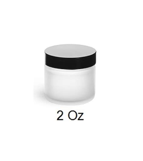 2 Oz Frosted Glass Jar Straight Sided W White Plastic Lined Cap Pack Of 24