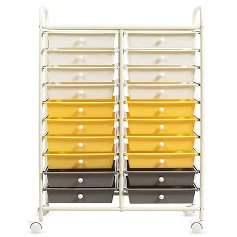 HONEY JOY 20-Drawer Plastic Rolling Trolley Mobile Storage Cart Storage ...