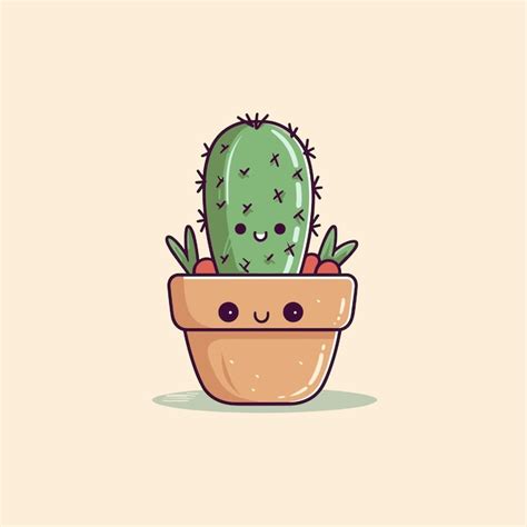 Premium Vector Cartoon Cactus In Pot