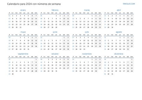 Calendario 2024 Con Semanas Numeradas Por Mes Mady Sophey