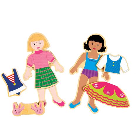 T S Shure Pocket Dolls Best Friends Wooden Magnetic Dress Up Dolls