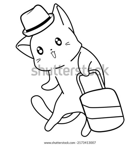 Funny Cat Cartoon Character Coloring Page Stock Vector Royalty Free