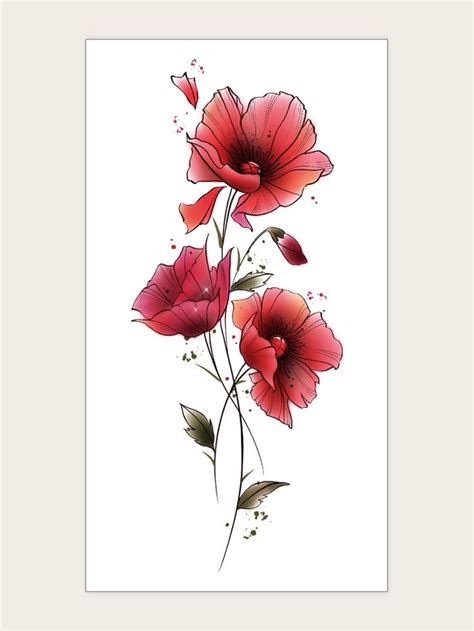 Sheet Flower Pattern Tattoo Sticker Watercolor Tattoo Flower Flower