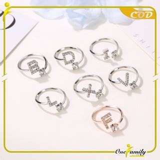 Jual One K Cincin Huruf Silver Abjad Huruf A Z Stainless Inisial Nama