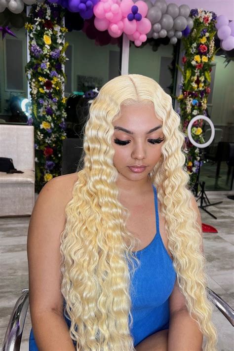 Blonde Deep Wave Wig Transparent X Full Frontal Lace Wig Virgin Human Hair