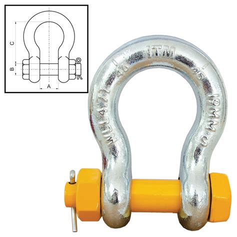 Itm Bow Shackle Yellow Pin Gs Safety Pin 65 Ton 22mm Body Tooltime