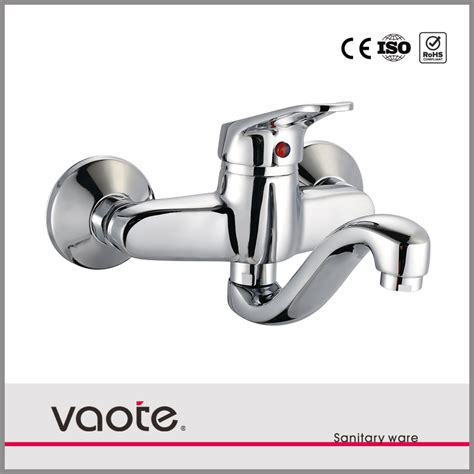 Single Lever Brass Body Wall Mounted Kitchen Faucet With Hot Cold Water Sink Kitchen Faucet