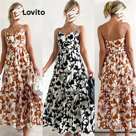 Lovito Vestido Elegante Flores Florais Para Mulheres LNL39193