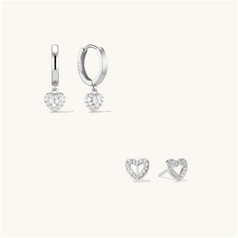 Amore Pave Earring & Alma Stud Stacking Set Silver – Dylan Oaks