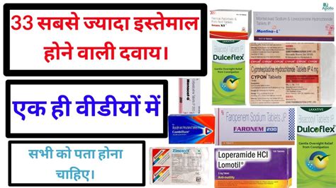 33 सबस जयद इसतमल हन वल दवइय Most popular medicines एक