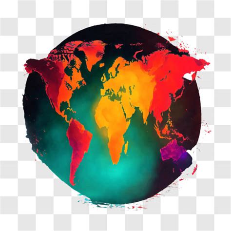 Download Vibrant Upside-Down Globe World Map PNG Online - Creative Fabrica