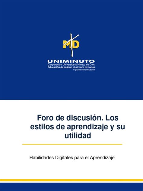 Foro S7 Habilidades Digitales Para El Aprendizaje Pdf Aprendizaje Aprendiendo Estilos