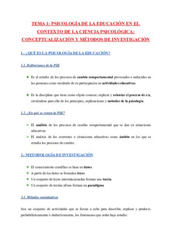 TEMA 1 PSICOLOGIA DE LA EDUCACION EN EL CONTEXTO DE LA CIENCIA