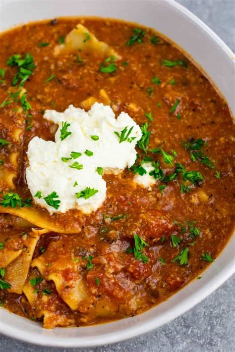 Easy One Pot Lasagna Soup Recipe Build Your Bite