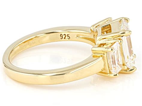 Strontium Titanate 18k Yellow Gold Over Sterling Silver 3 Stone Ring 4