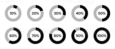 Icon Set Of Circle Percentage Diagram Progress Or Loading Circle