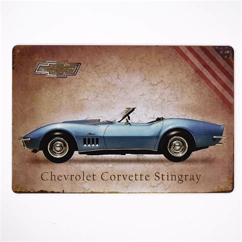 Plakat Tabliczka Dekoracyjna Metalowa Corvette Stingray