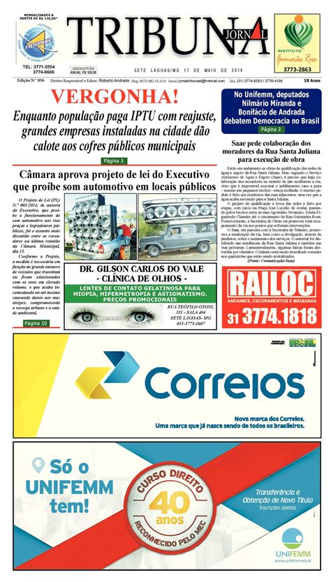 Calaméo Jornal Tribuna de Sete Lagoas edição 856