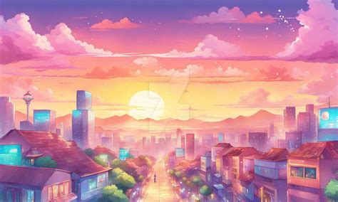 Anime scenery wallpaper city digital illustration by xRebelYellx on ...