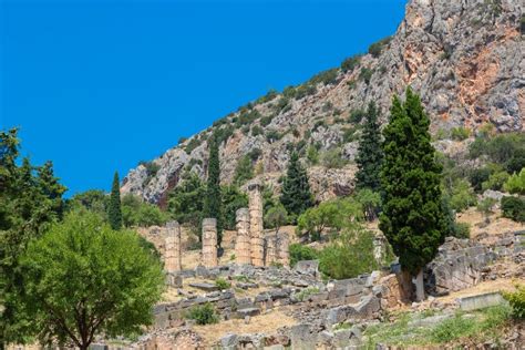 Ancient ruins in Delphi stock photo. Image of ruins - 187908784