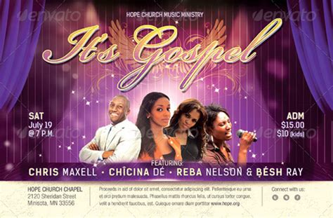 Gospel Concert Church Flyer Template Graphicmule