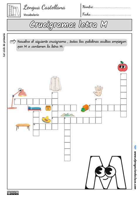 Crucigrama Letra M Ficha Para Descargar El Proyector De Clase